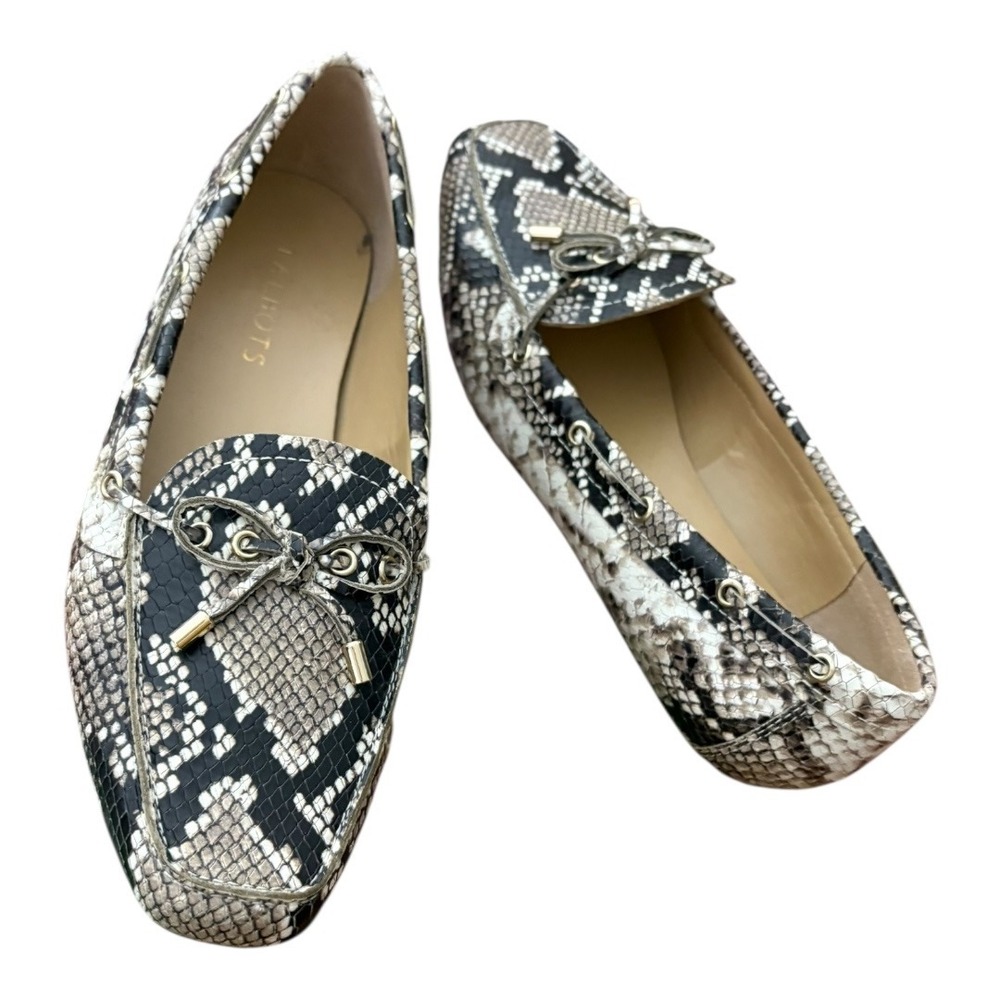 Talbots sz 8 Becca Snakeprint Leather Loafers Flats with Bow Excellent ! - Picture 6 of 11